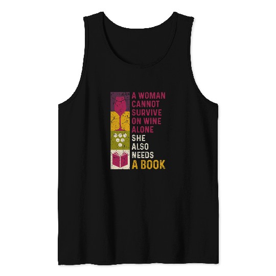 Book Reader Wines Drinking Lover For Bookworm Women Tank Tops