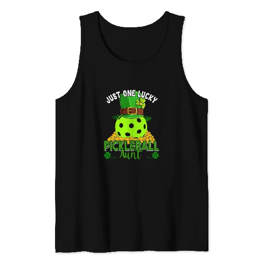 One Lucky Pickleball Aunt Patricks Day Player Clovers Tank Tops