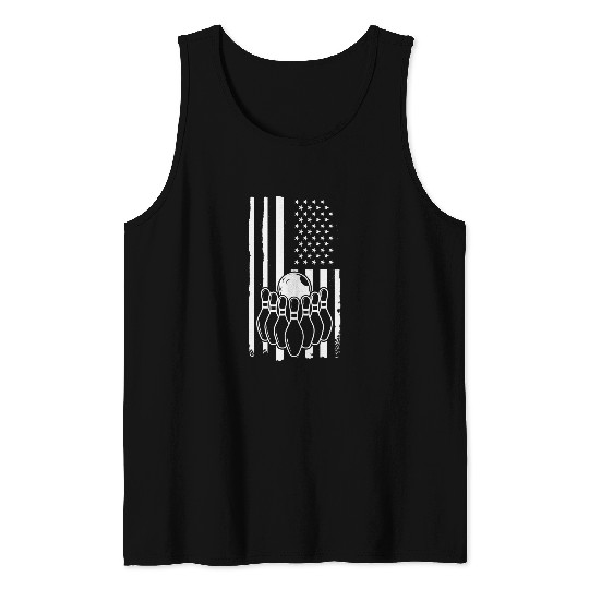 Bowling Lovers Bowling Party American Flag Bowling Bowlers Tank Tops