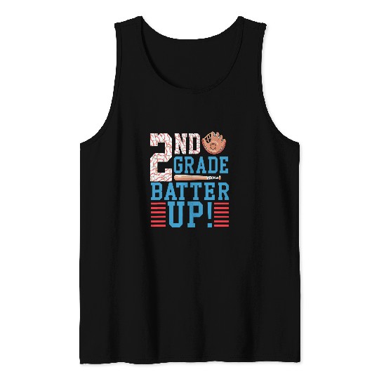 2nd Grade Back To School 1st Grade Batter Up Baseball Tank Tops