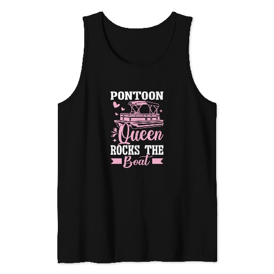 Pontoon Queen Pontooning Pontoon Boat Life Flatboat For Girl 12 Tank Tops