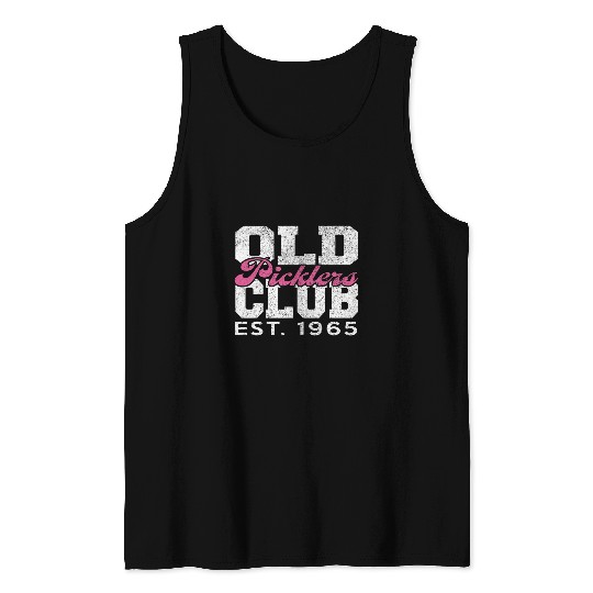Funny Pickleball Pun Old Picklers Club Pink Tank Tops