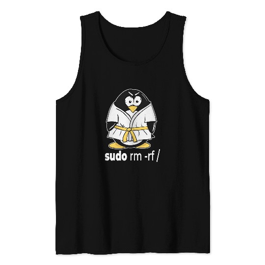 sudo rm rf linux penguin in a karate tuxedo for programmer Tank Tops