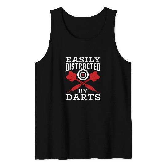 Easily Distracted By Darts Range Bullseye targetss Sports Tank Tops