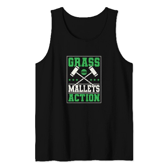 Grass Mallets Action Croquet Player Lawn Game Tank Tops