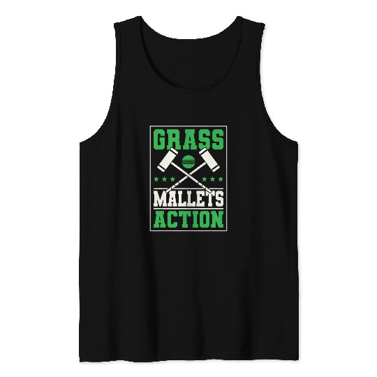 Grass Mallets Action Croquet Player Lawn Game Tank Tops