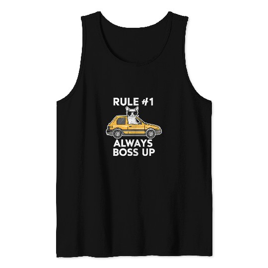 Funny Rule Number 1 Always Boss Up Meme Cat Lovers Tank Tops
