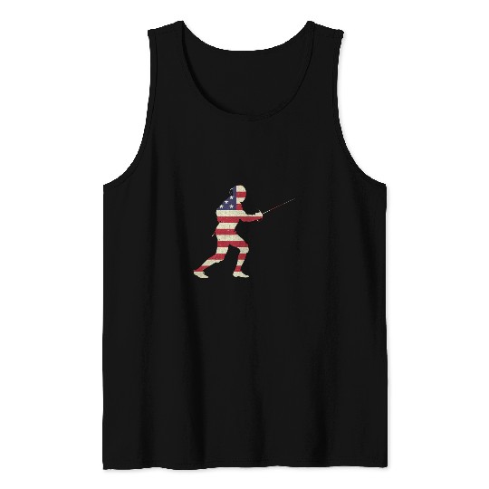Patriotic 4th of July American USA Flag Fencing Player Tank Tops