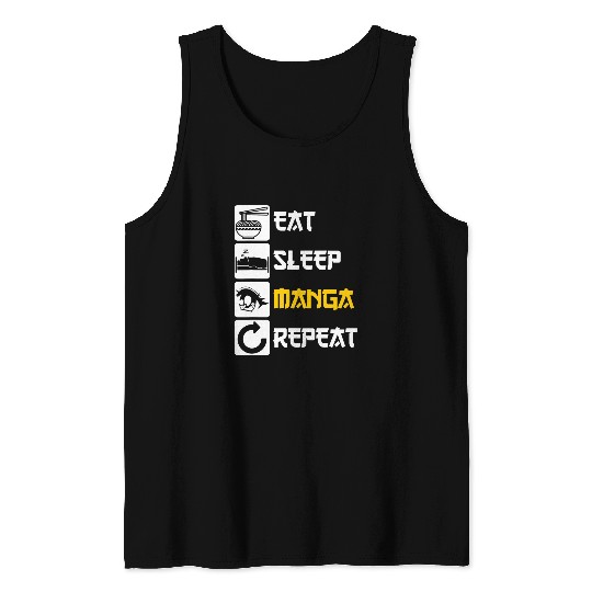 Eat Sleep Japanese Anime Repeat Manga for KPop Cosplay Tank Tops