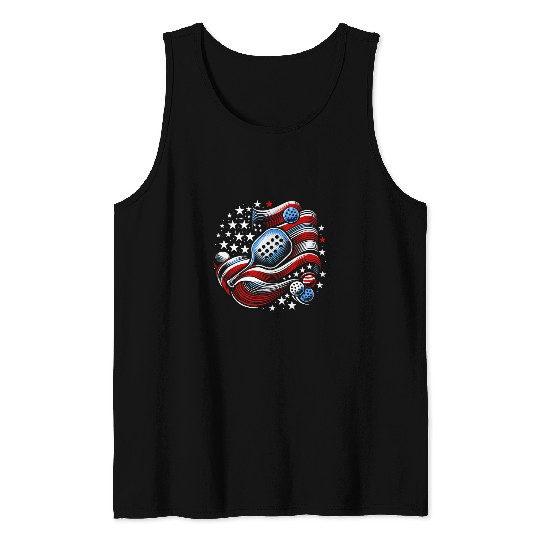 Patriotic Stars and Stripes USA Flag Pickleball Tank Tops