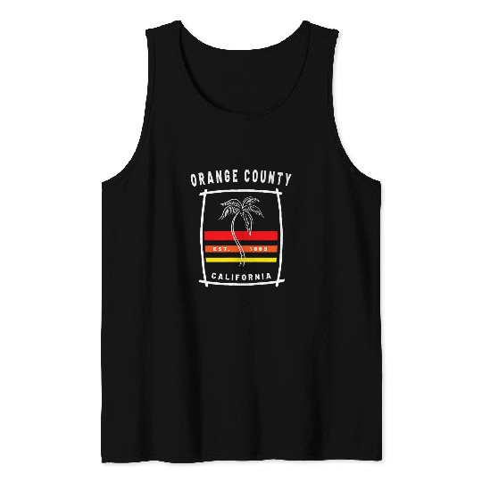 Orange County californiass Palm Tree Colorful Novelty Art Tank Tops