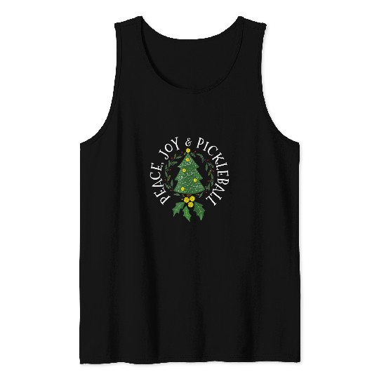 Peace And Joy Christmas Tree Pickleball Tank Tops