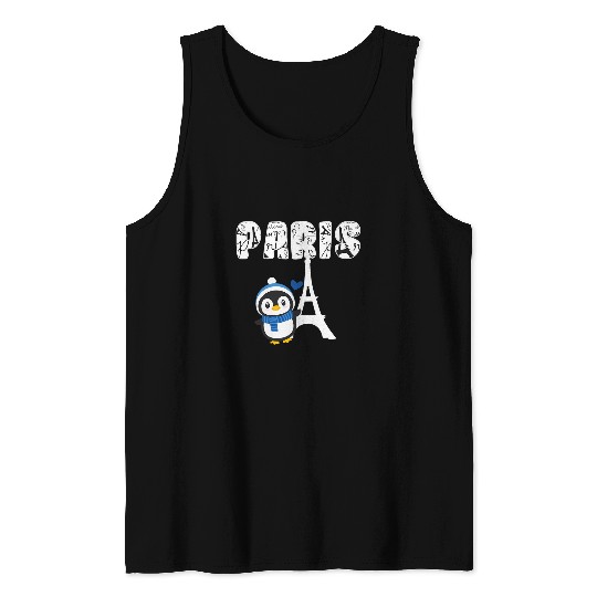 Paris Cute Adorable Penguin I Love Paris France Travel Tank Tops