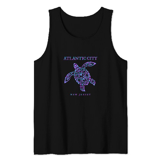 Atlantissc City New Jersey Sea Turtle Beach Vacation Tank Tops