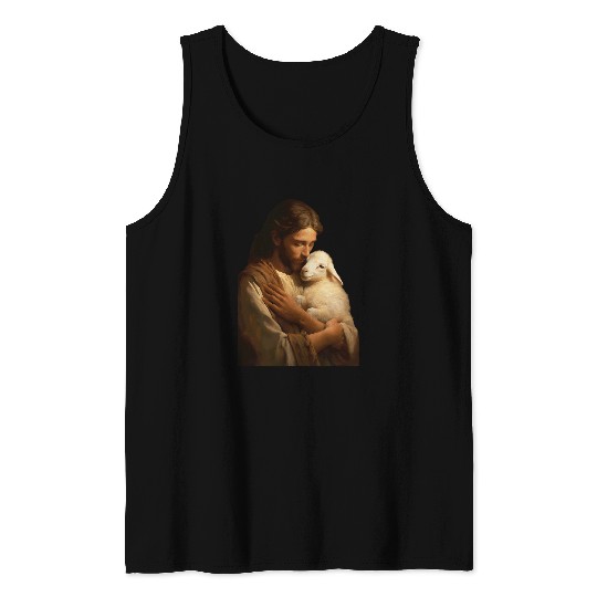 Jesus and Lamb Christian Tank Tops
