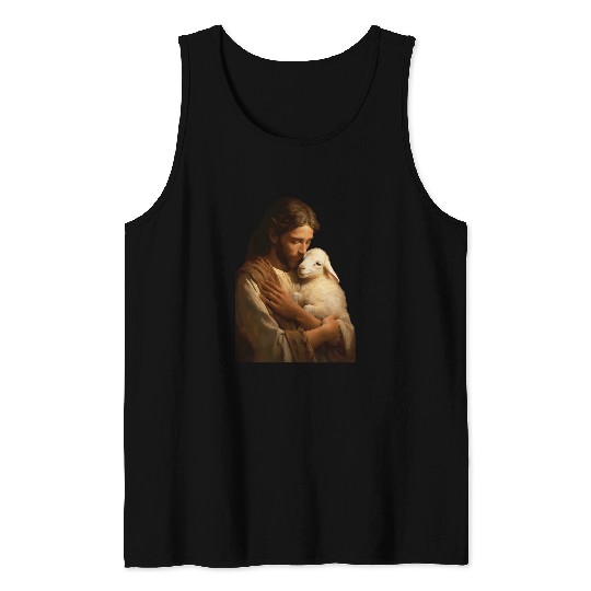 Jesus and Lamb Christian Tank Tops