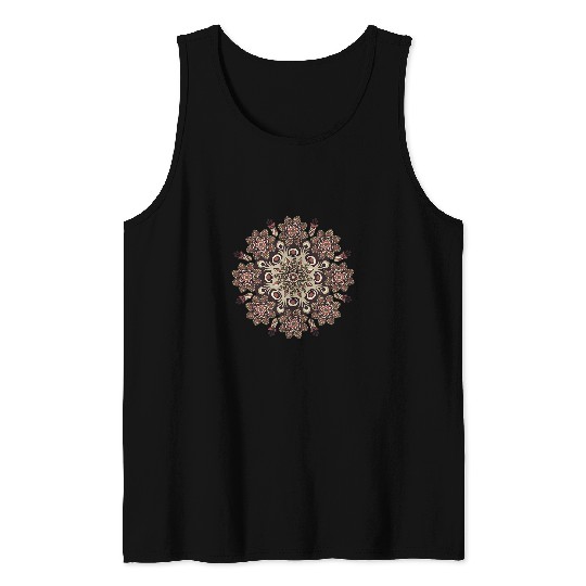 Brown Flower Mandala Sacred Fractal Geometry Art Good Vibe Tank Tops