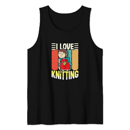 I Love Knitting Wool Craft Tank Tops