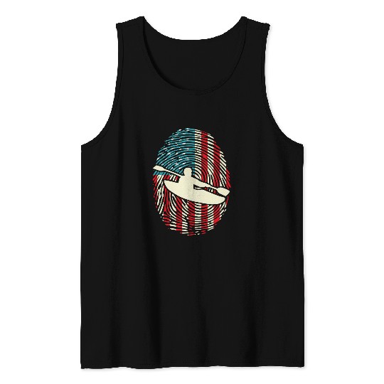 Proud American Flag Fingerprint Kayaking Yak Paddle USA Tank Tops