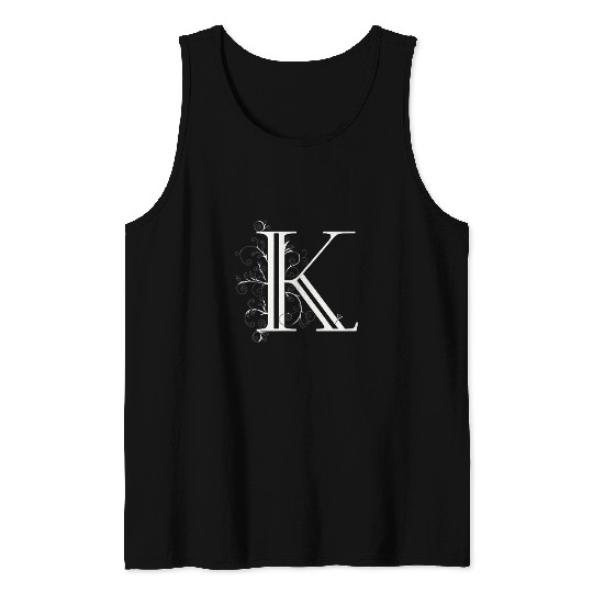 Ornate Vine Monogram K Refined Style Tank Tops