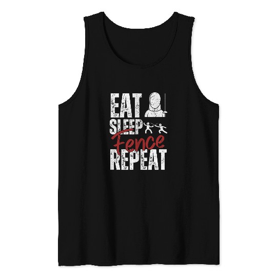 Eat Sleep Fence Repeat Fencing 2 Tank Tops