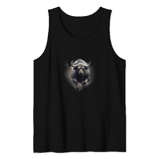 Buffalo Splash Motif Drawing Animal Print Bison Wildlife Tank Tops