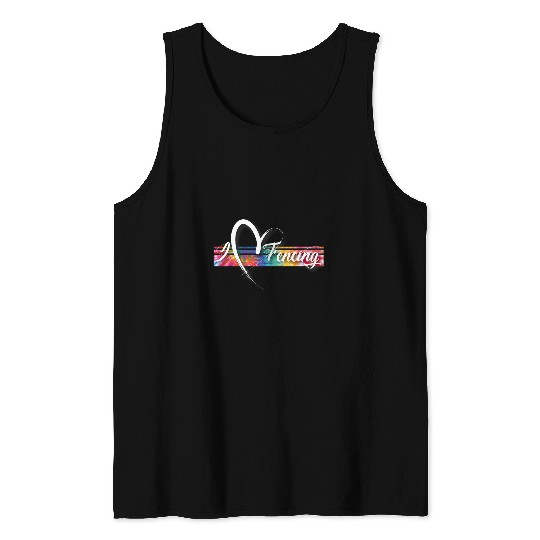 I Love Fencing Tie Dye Cool vintagess Inspired for Fencers Tank Tops