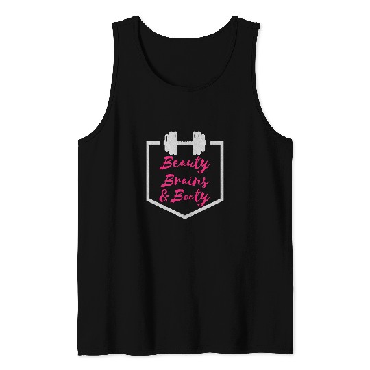 Beauty Brains Booty Workout Gym Fitness Exercise Funny Tank Tops