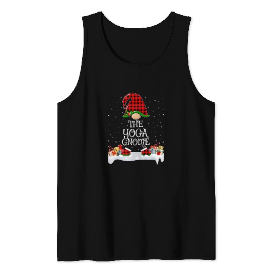 Matching Red buffalo plaidss The Yoga Gnome Christmas Tank Tops