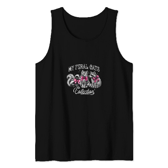 My Feral Cats Collection Feral Girl Tee Retro Trash Panda Tank Tops
