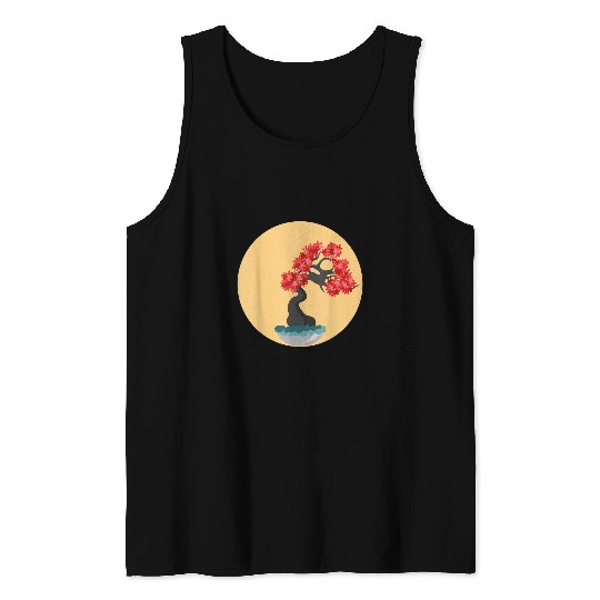 Beautiful Zen Bonsai Tree Enso Yoga Bonsai Circle Graphic Tank Tops