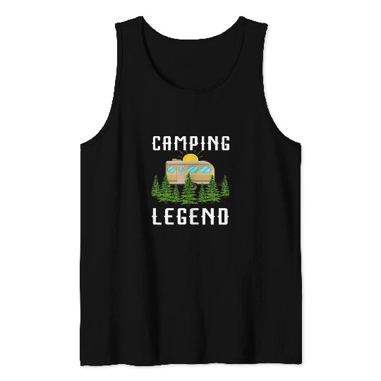 Camping Legend Sunrise Teardrop Trailer PIne Tree Camper Tank Tops