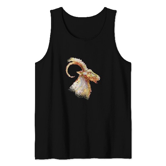 Capricorn Watercolour Drawing Art Artist Gifts Goatss Sheep Tank Tops