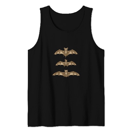 Bats Scientific Illustration Halloween Bat Drawing Tank Tops