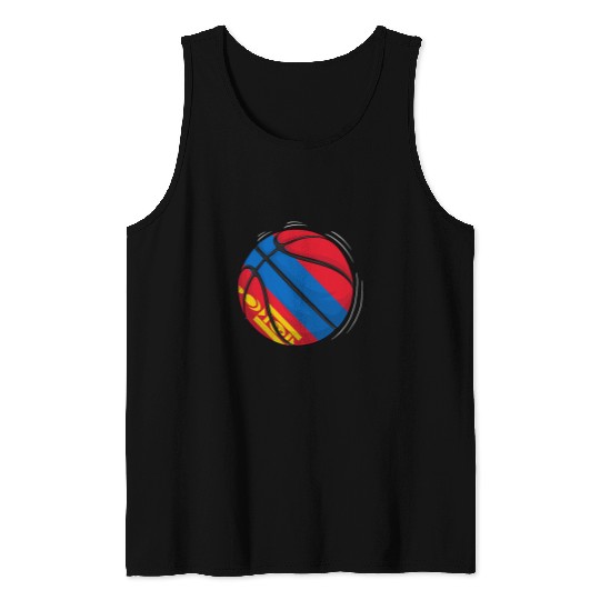 Basketball Ball With The Flag Of Mongolia Tank Tops