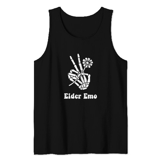 Elder Emo Funny Goth and Gothic ProAging Skeletons Floral Tank Tops