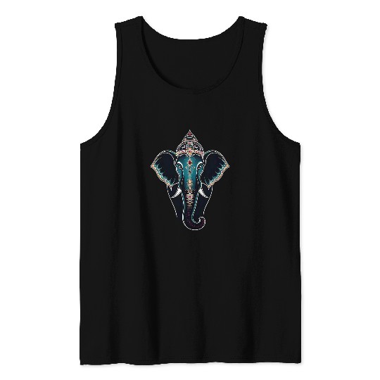 Elephant Om Yoga Ganesha Indian God Ganesh Chaturthi Asian Tank Tops