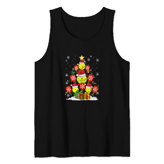 Pickleball Ball Paddle Christmas Tree Decorations xmass Day Tank Tops