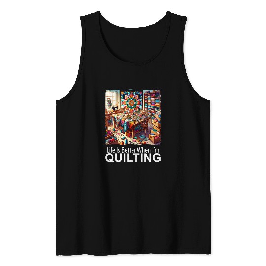 Life Is Better When I m Quilting Patchwork Quilt Tank Tops