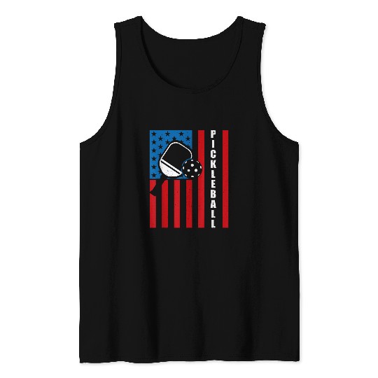 Pickleball American Flag Patriotic Tee Sweater Gift Tank Tops