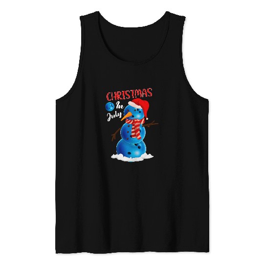 Funny xmasss Santa Hat Bowling Ball Snowman Christmas In July Tank Tops