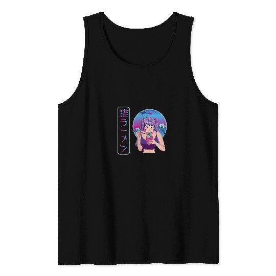 Girl who loves anime and ramen manga waifu cosplay Tank Tops
