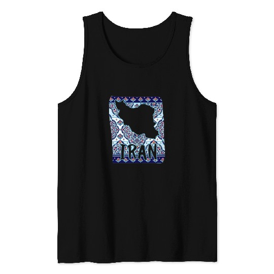 Iran map on hand drawn Iranian ceramic tile design Tank Tops