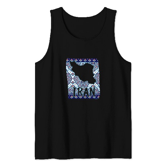 Iran map on hand drawn Iranian ceramic tile design Tank Tops