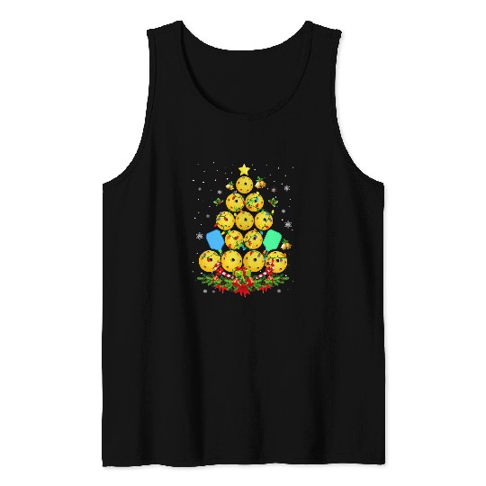 Pickleball Christmas Tree xmass Pickleball Tees Men Women Tank Tops