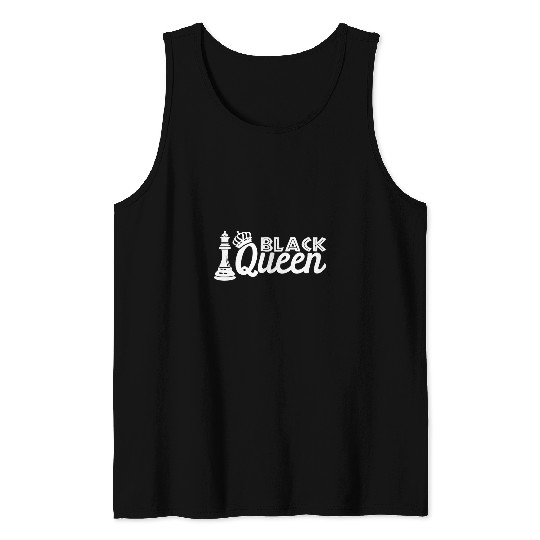 Black Queen Chess Game Chess Player Gift Queen Of Chess Tank Tops
