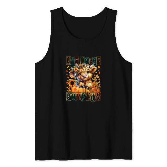 Hay There Pumpkin Retro Style Highland Cow For Fall Autumn Tank Tops