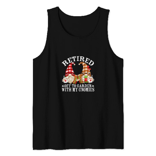 Retired Teacher Gnomie For Booklover With Funny Garden Gnome Tank Tops