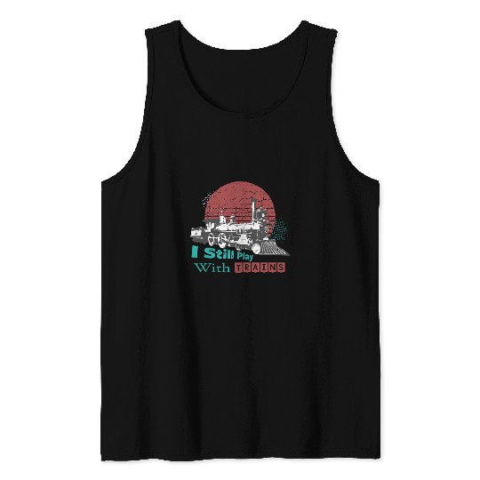 Locomotive Railway Train Driver Conductor Retro Traveling Tank Tops