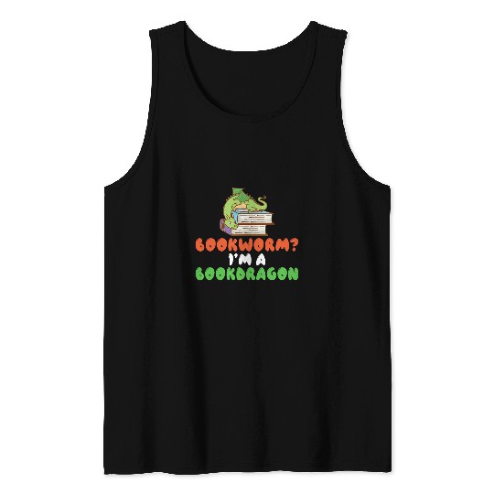 Reader Reading Book Lover Book Dragon Literature Bookworm Tank Tops